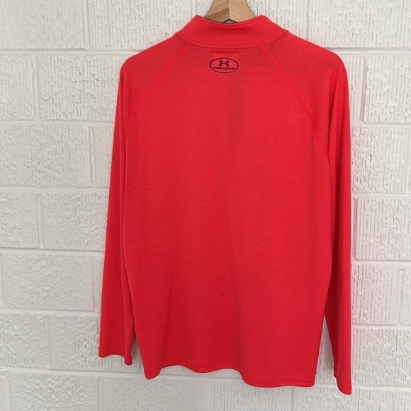 Under Armour Men's Size MEDIUM UA Tech HeatGear 1/4 Zip Pullover Coral/Red - Picture 2 of 7